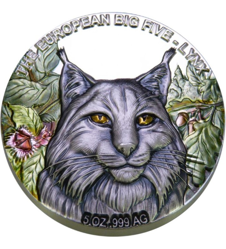 5 Cedis Lynx - The European Big Five 5 oz Ag 999 2021 5 Cedis Lynx - The European Big Five 5 oz Ag 999 2021