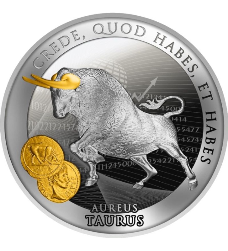 1$ Aureus Taurus 17,50 g Ag 999 2021 Niue Island 1$ Aureus Taurus 17,50 g Ag 999 2021 Niue Island