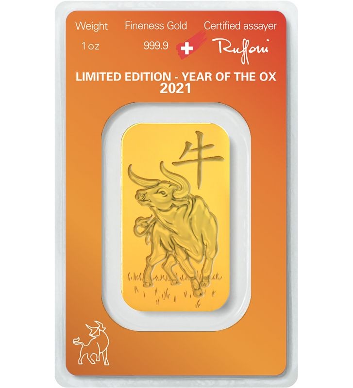 Gold Bar Argor-Heraeus, Year of the Ox 1 oz Au 999 Switzerland Gold Bar Argor-Heraeus, Year of the Ox 1 oz Au 999 Switzerland