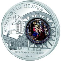 10$ Church of Saint Catherine in Bethlehem - Windows of Heaven 50 g Ag 925 Glass 2012 Cook Island