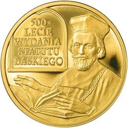 100 zł 500th Anniversary of the Proclamation of the Statute of Laski 8 g Au 900 2006 Poland
