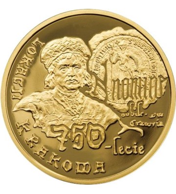 200 zł 750 Rocznica Lokacji Krakowa 1/2 oz Au 900 2007 Polska