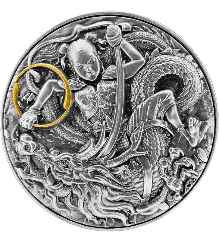 5$ Ne Zha Kills the Dragon King's Son 2 oz Ag 999 2021 Niue 5$ Ne Zha Kills the Dragon King's Son 2 oz Ag 999 2021 Niue