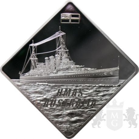 10$ HMS Australia Battleship 2 oz Ag 999 2011
