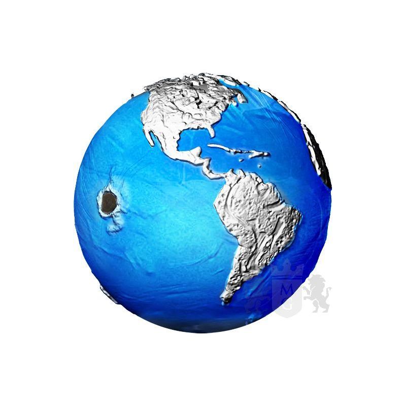 5$ Blue Marble Zagrożona Planeta, Meteoryt 3 oz Ag 999 2022