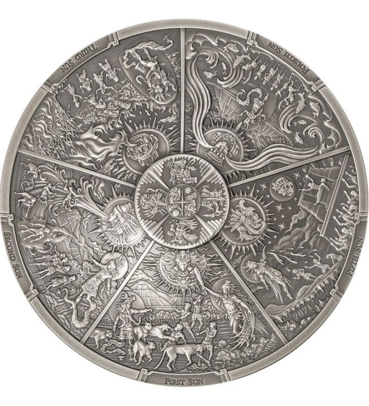 20$ Aztec Five Suns - Ages of Man 3 oz Ag 999 2021 Palau 20$ Aztec Five Suns - Ages of Man 3 oz Ag 999 2021 Palau