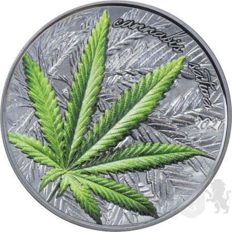 1000 Francs Cannabis Sativa Black Proof 1 oz Ag 999 2021 Benin