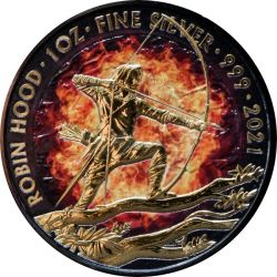 2£ Burning Robin Hood - Burning Myths and Legends 1 oz Ag 999 2021 Great Britain