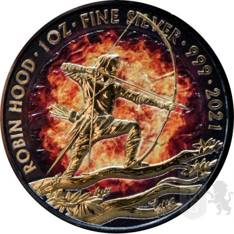2£ Burning Robin Hood - Burning Myths and Legends 1 oz Ag 999 2021 Great Britain 2£ Burning Robin Hood - Burning Myths and Legends 1 oz Ag 999 2021 Great Britain
