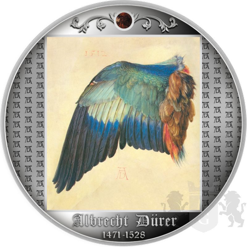 500 Francs Wing of a European Roller, 550th Anniversary of the birth of Albrecht Durer 17,50 g Ag 999 Cameroon