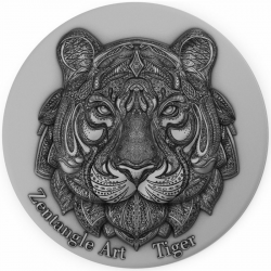 5$ Tiger - Zentangle Art 2 oz Ag 999 2021 Niue