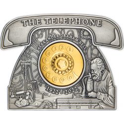 5$ Telephone, Alexander Graham Bell 3 oz Ag 999 2022 Barbados