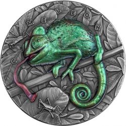 7$ Kameleon - Niezwykłe Zwierzęta 3 oz Ag 999 2021 Niue