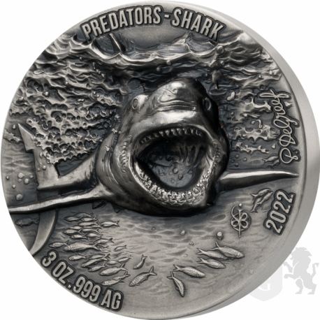 5000 Francs Great White shark - Predators 3 oz Ag 999 2022