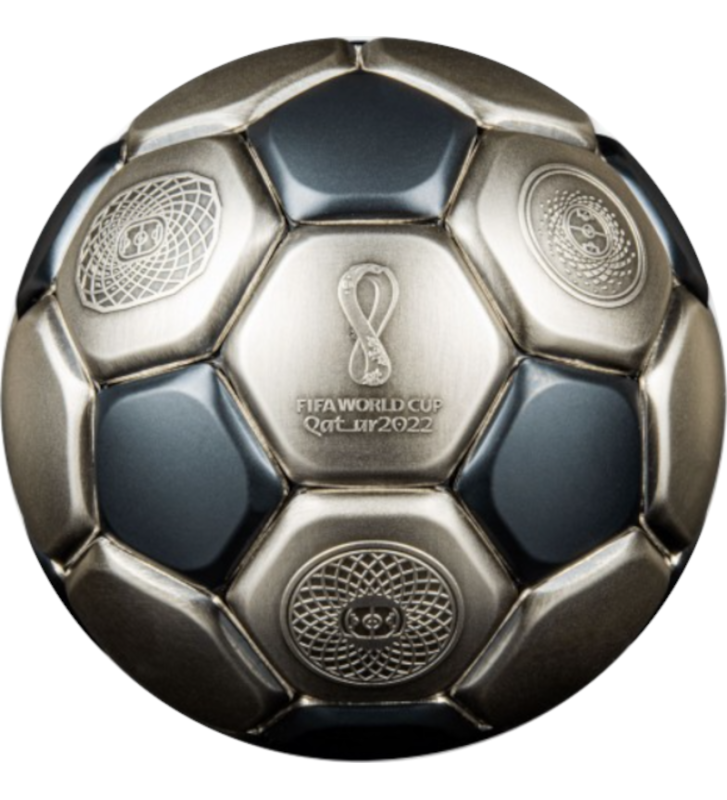 10$ Fifa World Cup Piłka Nożna - Katar - Kulista Moneta - 3 oz Ag 2022 10$ Fifa World Cup Piłka Nożna - Katar - Kulista Moneta - 3 oz Ag 2022