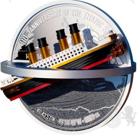 5$ 110. Anniversary of the Titanic Sinking 2 oz Ag 999 2022 Niue