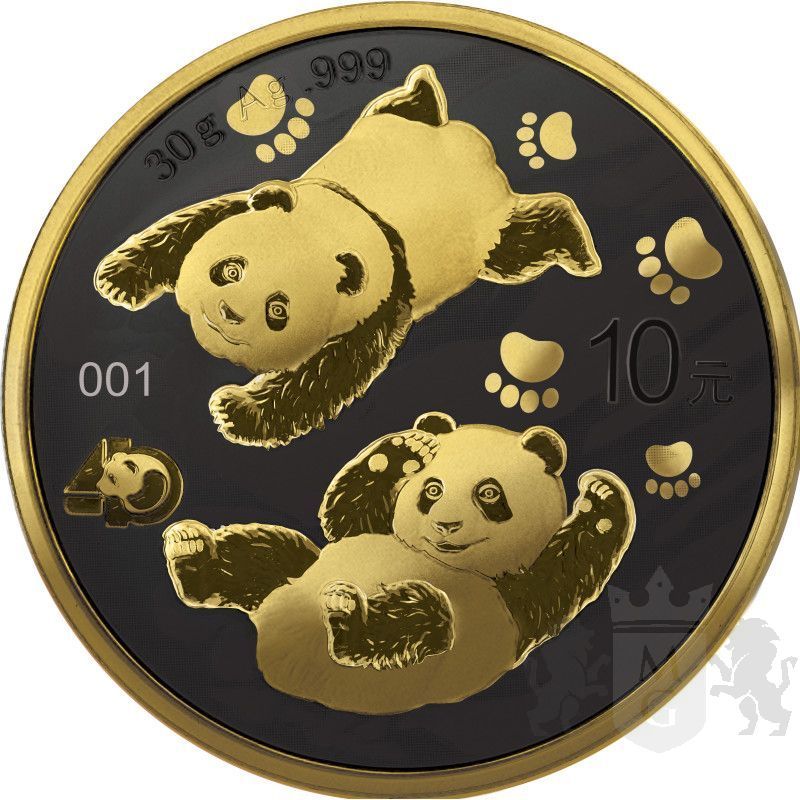 5$ Chinese Panda - Golden Ring 30 g Ag 999 2022