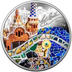 1000 Franków Kolorowy Świat Gaudiego, Geniusz z Barcelony 1 oz Ag 999 2022 Kamerun