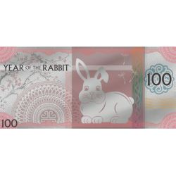 100 Togrog Year of the Rabbit Note - Lunar 5 g Ag 999 2023 Mongolia