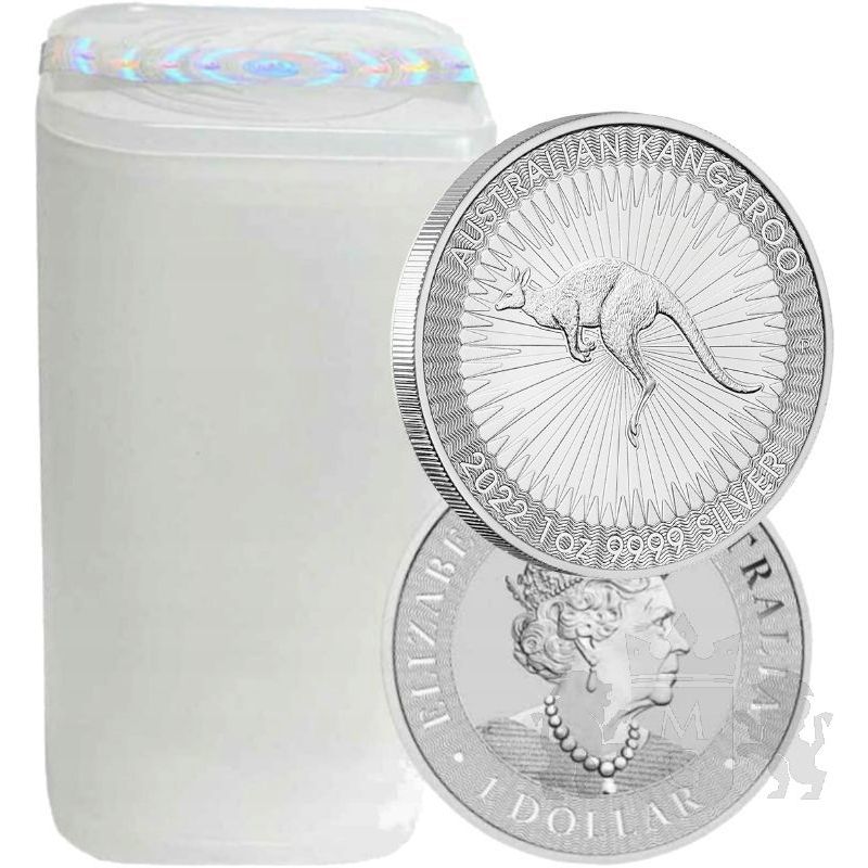 1$ Australian Kangaroo 1 oz Ag 999 2022 tube x 25 pcs