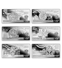 Polskie banknoty obiegowe: zestaw srebrnych monet 2022 6 x 1 oz Ag 999
