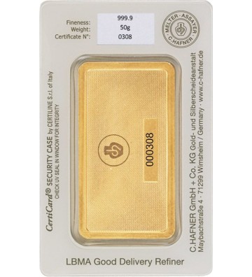 Sztabka złota C.Hafner 50g 24H
