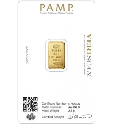 Sztabka złota PAMP 2,5g