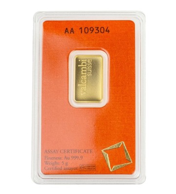 Gold Bar 5 g Valcambi Au, 24H
