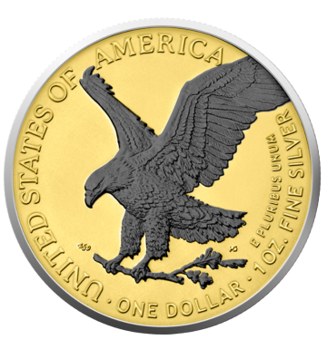 1$ American Eagle - Black Platinum Gold and Silver