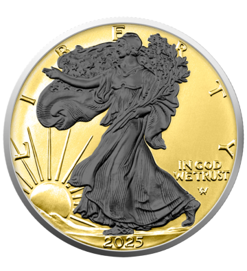 1$ American Eagle - Black Platinum Gold and Silver