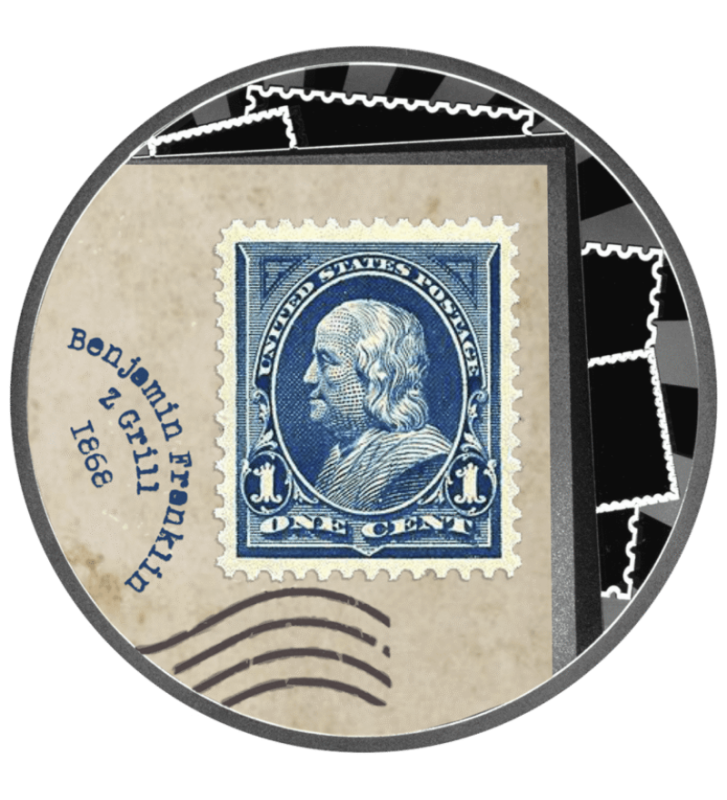 500 Franków Znaczek Benjamin Franklin “Z- Grill” - Najdroższe znaczki świata