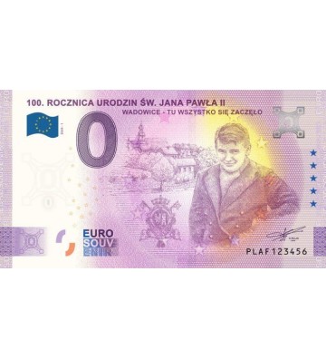 0 Euro Jan Paweł II, 100 Rocznica Urodzin