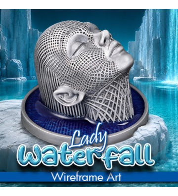 2$ Lady Waterfall - Wireframe Art