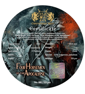 5 Thalers Black Horse, Ennobling Bullion- Ennobling Bullion