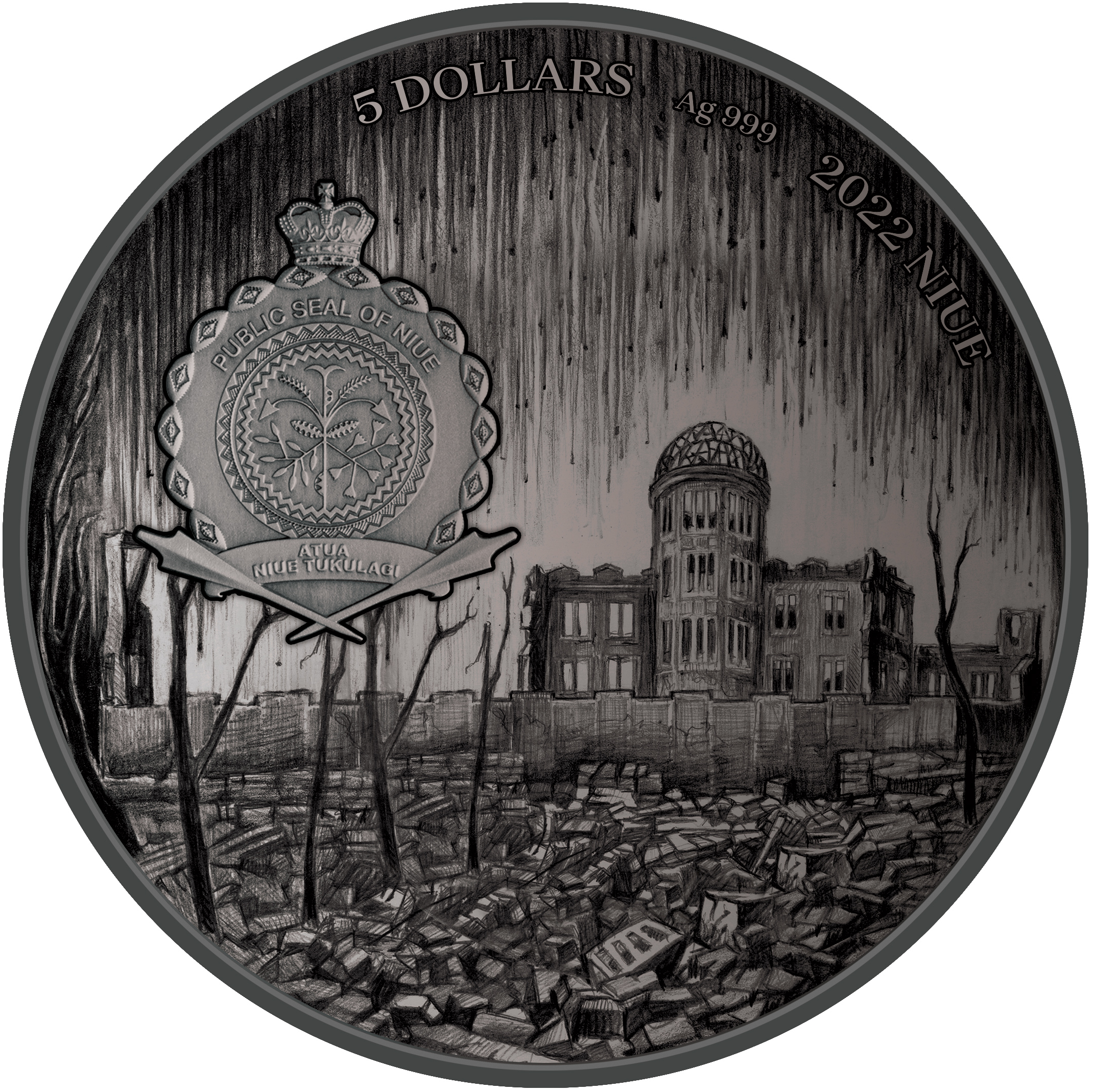 5$ Hiroszima - Ludzkie Tragedie 2 oz Ag 999 2022