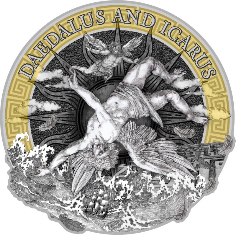 5$ Daedalus and Icarus - Mythology 2 oz Ag 999 2021 Niue