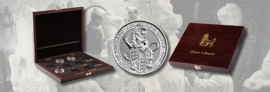 A wooden box for the Platinium Queen's Beasts series