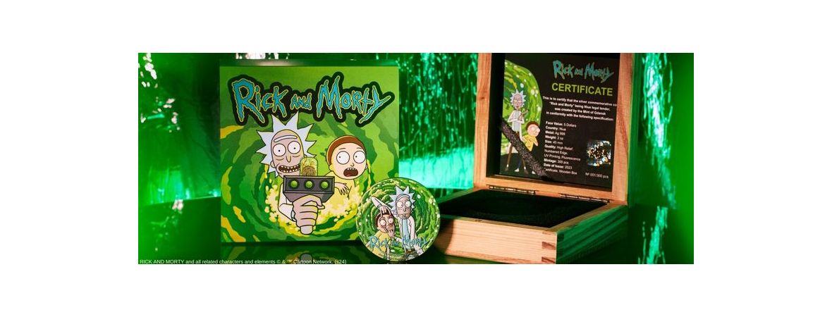 The characters of the series on a silver coin. Rick and Morty at the Mint of Gdańsk