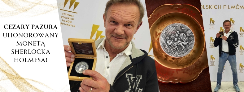 CEZARY PAZURA OTRZYMAŁ MONETĘ SHERLOCK HOLMES „STUDIUM W SZKARŁACIE”!